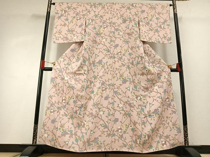 平和屋着物●上質な小紋　枝花文　金彩　正絹　逸品　AABG4350fy