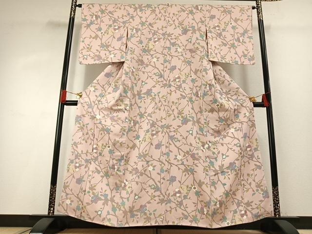平和屋着物●上質な小紋　枝花文　金彩　正絹　逸品　AABG4350fy