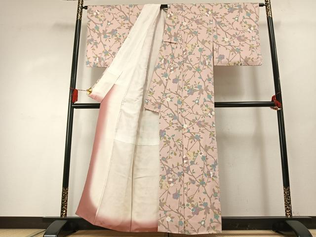 平和屋着物●上質な小紋　枝花文　金彩　正絹　逸品　AABG4350fy