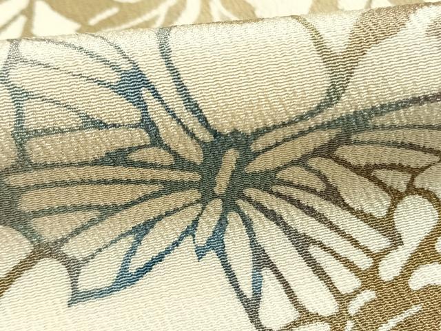 平和屋着物●上質な小紋　型染め　花蝶文　暈し染め　鬼しぼ縮緬　正絹　逸品　AABG4352fy