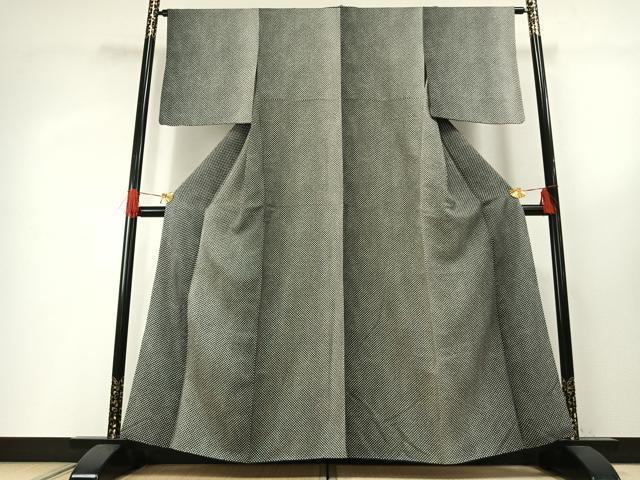 平和屋着物●上質な小紋　鹿の子文様　黒地　正絹　逸品　AABG4353fy