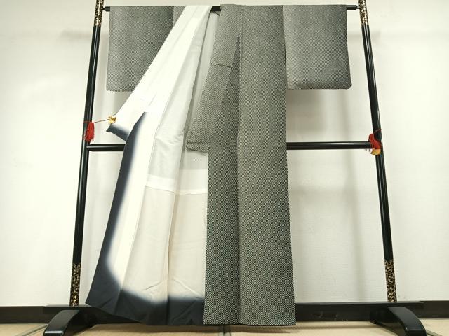 平和屋着物●上質な小紋　鹿の子文様　黒地　正絹　逸品　AABG4353fy