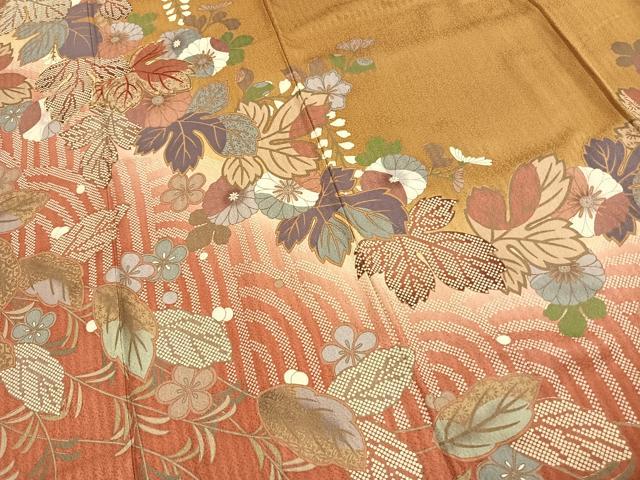 平和屋着物●豪華振袖　駒刺繍　草花文　暈し染め　正絹　逸品　AABG4359fy