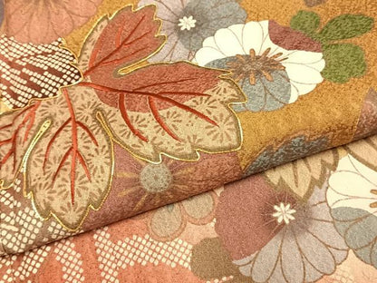 平和屋着物●豪華振袖　駒刺繍　草花文　暈し染め　正絹　逸品　AABG4359fy