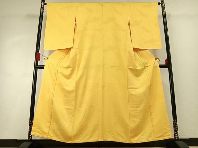 平和屋着物●上質な色無地　舞花地紋　花葉色　正絹　逸品　AABG4361fy