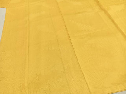 平和屋着物●上質な色無地　舞花地紋　花葉色　正絹　逸品　AABG4361fy