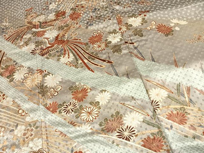 平和屋着物●訪問着　刺繍　花鳥文　暈し染め　金糸　金彩　正絹　逸品　AABG4364fy