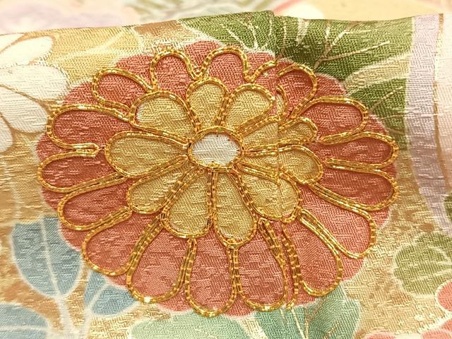 平和屋着物●訪問着　駒刺繍　道長花文　暈し染め　金彩　正絹　逸品　AABG4367fy