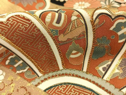 平和屋着物●豪華黒留袖　友禅　駒刺繍　熨斗花文　金彩　正絹　逸品　AABG4368fy