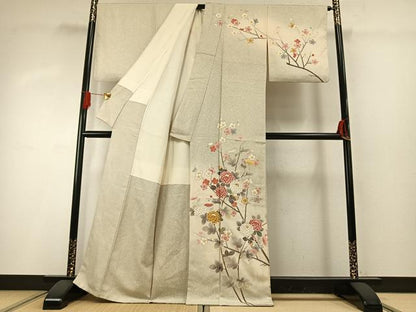 平和屋着物●訪問着　友禅　作家物　枝花文　暈し染め　金彩　正絹　逸品　AABG4369fy