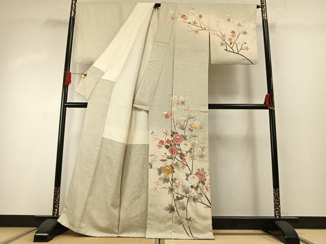 平和屋着物●訪問着　友禅　作家物　枝花文　暈し染め　金彩　正絹　逸品　AABG4369fy