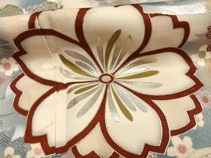 平和屋着物●豪華振袖　花蝶文　暈し染め　金銀彩　正絹　逸品　AABG4370fy