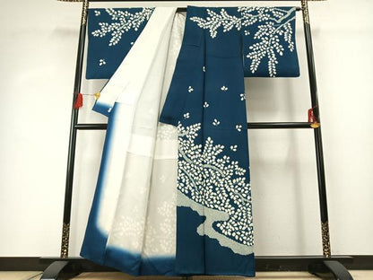 平和屋着物●訪問着　絞り　舞葉文　正絹　逸品　AABG4371fy