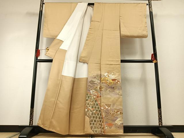 平和屋着物●豪華色留袖　駒刺繍　地紙花文　暈し染め　金銀彩　正絹　逸品　AABG4377fy