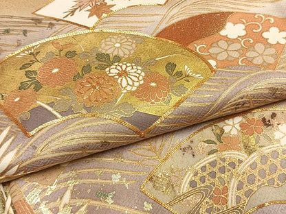 平和屋着物●豪華色留袖　駒刺繍　地紙花文　暈し染め　金銀彩　正絹　逸品　AABG4377fy