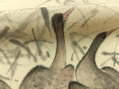 平和屋着物●訪問着　作家物　手描き　水鳥　正絹　逸品　AABG4379fy