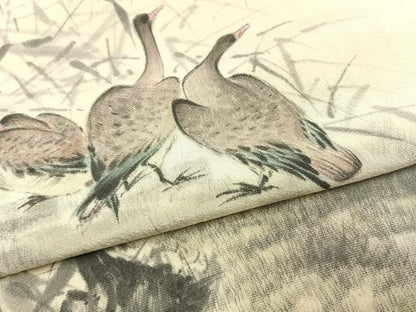 平和屋着物●訪問着　作家物　手描き　水鳥　正絹　逸品　AABG4379fy
