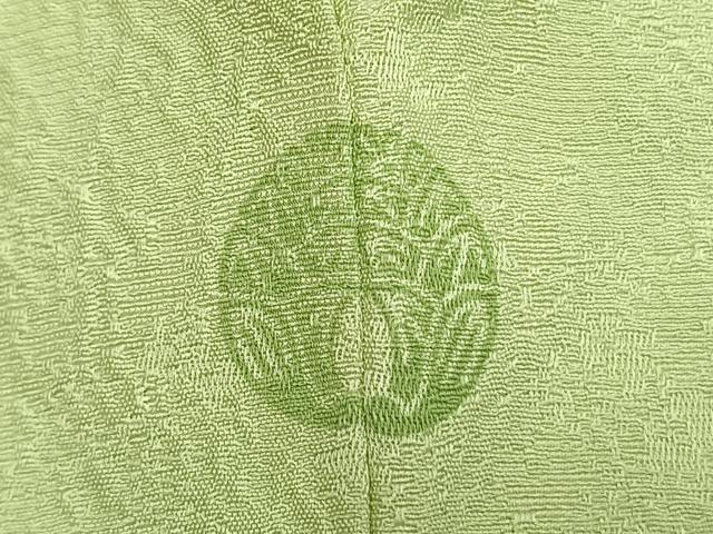平和屋着物●上質な色無地　霞地紋　若菜色　反端付き　正絹　逸品　未使用　AABG4380fy