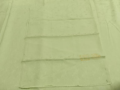 平和屋着物●上質な色無地　霞地紋　若菜色　反端付き　正絹　逸品　未使用　AABG4380fy