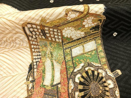 平和屋着物●豪華振袖　絞り　御所車花文　金彩　正絹　逸品　AABG4381fy