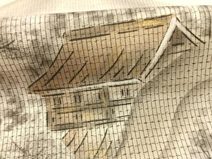 平和屋着物●訪問着　本場大島紬　白大島　作家物　手描き　風景文　金彩　正絹　逸品　AABG4382fy