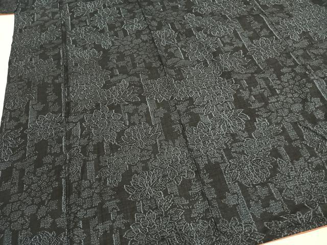 平和屋着物●本場結城紬　重要無形文化財　100亀甲　草花文　正絹　逸品　AABG4384fy