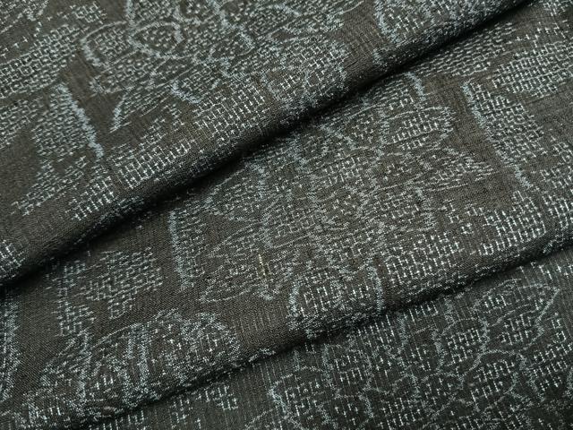 平和屋着物●本場結城紬　重要無形文化財　100亀甲　草花文　正絹　逸品　AABG4384fy