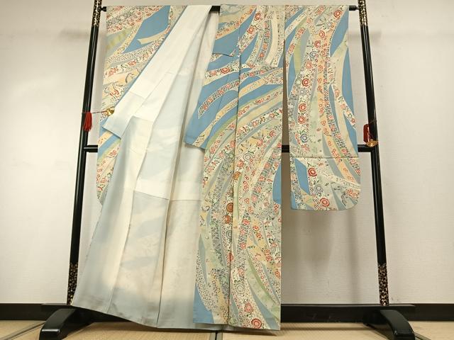 平和屋着物●豪華振袖　駒刺繍　熨斗花鳥文　金彩　正絹　逸品　AABG4386fy