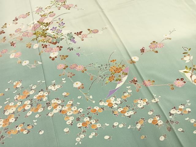 平和屋着物●本加賀友禅作家　志田弘子　訪問着　枝花文　暈し染め　正絹　逸品　AABG4389fy