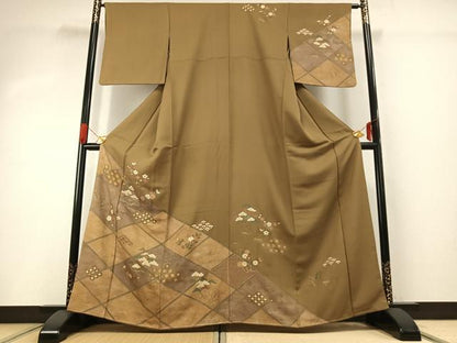 平和屋着物●訪問着　駒刺繍　松竹梅　金銀彩　金糸　正絹　逸品　AABG4390fy