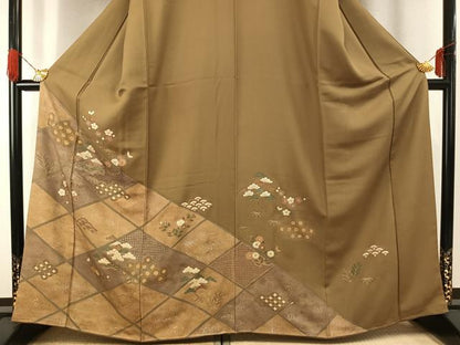 平和屋着物●訪問着　駒刺繍　松竹梅　金銀彩　金糸　正絹　逸品　AABG4390fy