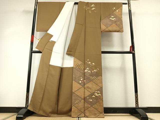 平和屋着物●訪問着　駒刺繍　松竹梅　金銀彩　金糸　正絹　逸品　AABG4390fy