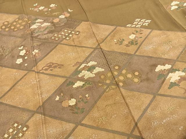 平和屋着物●訪問着　駒刺繍　松竹梅　金銀彩　金糸　正絹　逸品　AABG4390fy