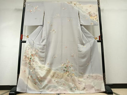 平和屋着物●創業460年・千總　訪問着　駒刺繍　枝花文　暈し染め　金彩　正絹　逸品　AABG4391fy