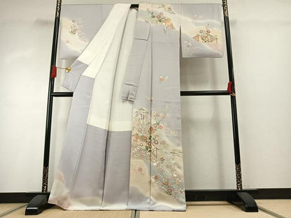 平和屋着物●創業460年・千總　訪問着　駒刺繍　枝花文　暈し染め　金彩　正絹　逸品　AABG4391fy