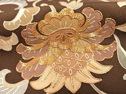 平和屋着物●訪問着　駒刺繍　花唐草文　暈し染め　金彩　正絹　逸品　AABG4392fy