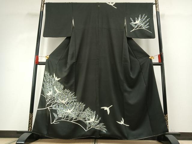 平和屋着物●訪問着　飛鳥文　黒地　三越扱い　正絹　逸品　AABG4396fy