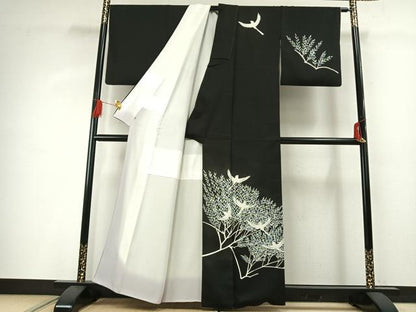 平和屋着物●訪問着　飛鳥文　黒地　三越扱い　正絹　逸品　AABG4396fy