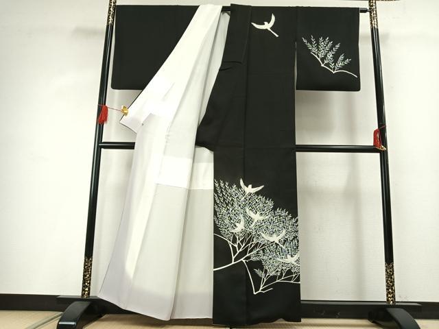 平和屋着物●訪問着　飛鳥文　黒地　三越扱い　正絹　逸品　AABG4396fy