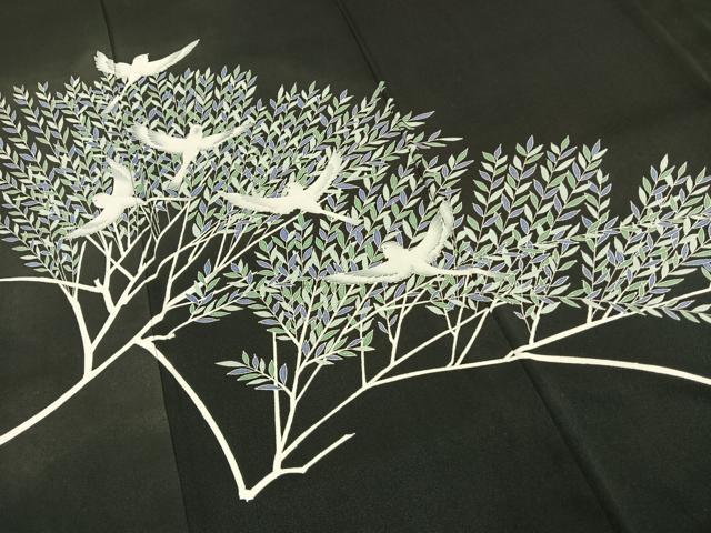 平和屋着物●訪問着　飛鳥文　黒地　三越扱い　正絹　逸品　AABG4396fy