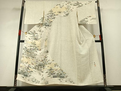 平和屋着物●手染屋　吉兵衛　訪問着　風景文　正絹　逸品　AABG4397fy