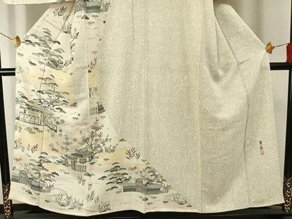 平和屋着物●手染屋　吉兵衛　訪問着　風景文　正絹　逸品　AABG4397fy