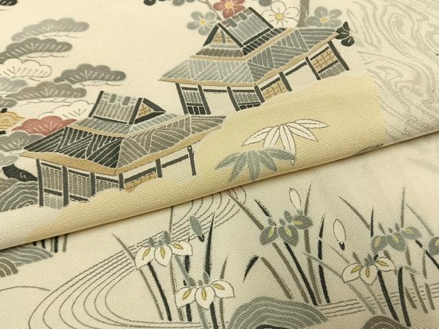 平和屋着物●手染屋　吉兵衛　訪問着　風景文　正絹　逸品　AABG4397fy