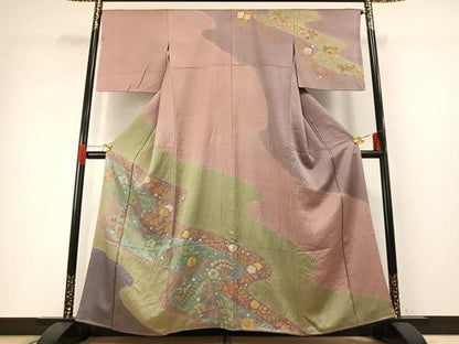 平和屋着物●訪問着　絞り　辻が花　金銀彩　正絹　逸品　AABG4400fy