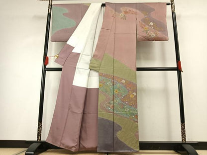 平和屋着物●訪問着　絞り　辻が花　金銀彩　正絹　逸品　AABG4400fy