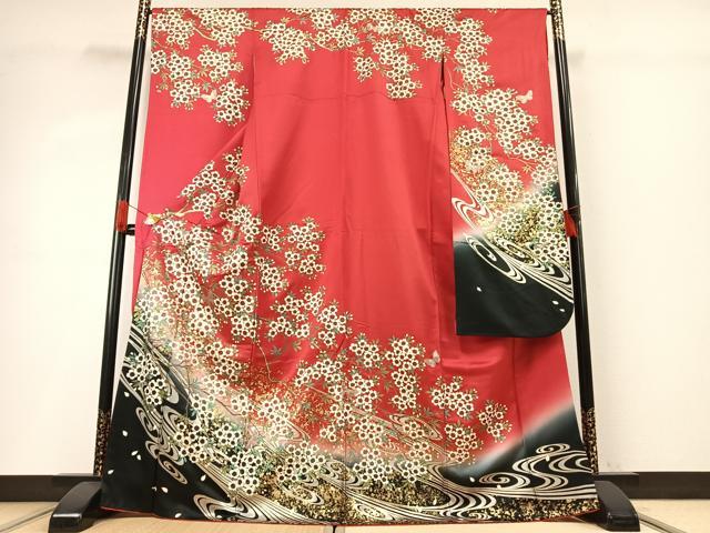 平和屋着物●豪華振袖　花蝶文　金銀彩　ロング丈　正絹　逸品　AABG4401fy