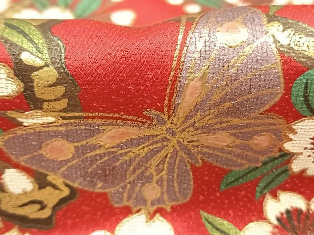 平和屋着物●豪華振袖　花蝶文　金銀彩　ロング丈　正絹　逸品　AABG4401fy