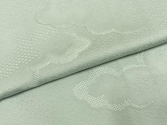 平和屋着物●上質な色無地　雲取り地紋　月白色　正絹　逸品　AABG4402fy