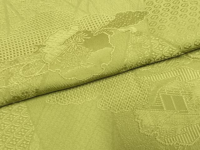 平和屋着物●上質な色無地　雪輪地紋　青丹色　正絹　逸品　AABG4403fy