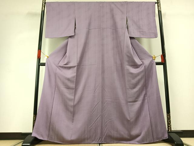 平和屋着物●上質な色無地　紋意匠　浅紫色　正絹　逸品　AABG4404fy